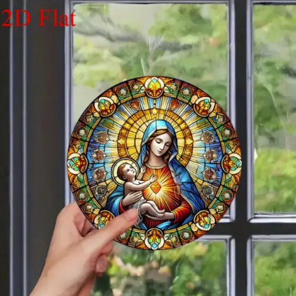 Mother Mary and Jesus Suncatcher Round NWT - Picture 1 of 3